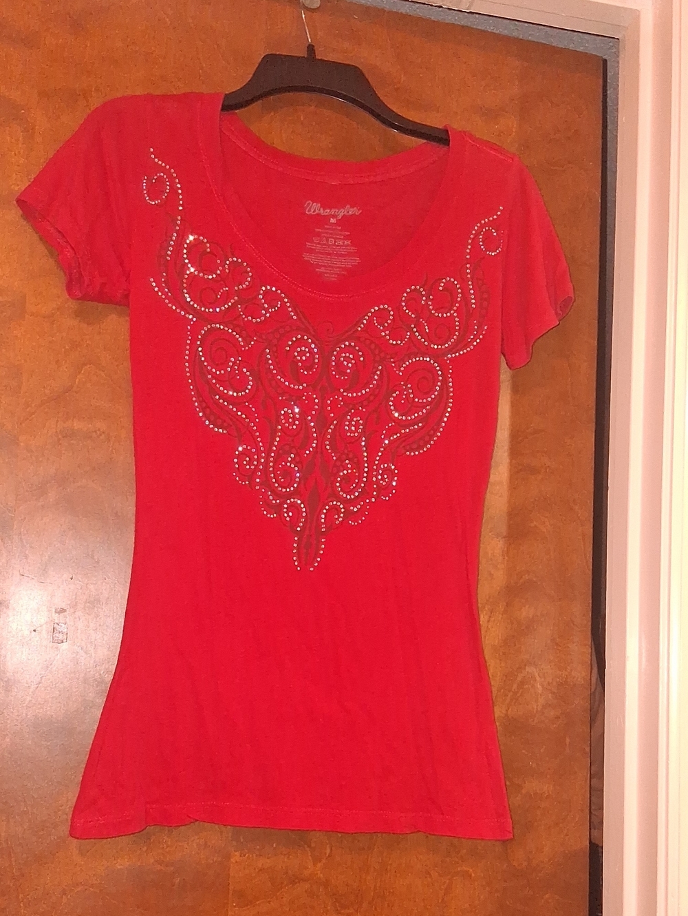 Wrangler Red Short-Sleeve Rhinestone Swirl Tee